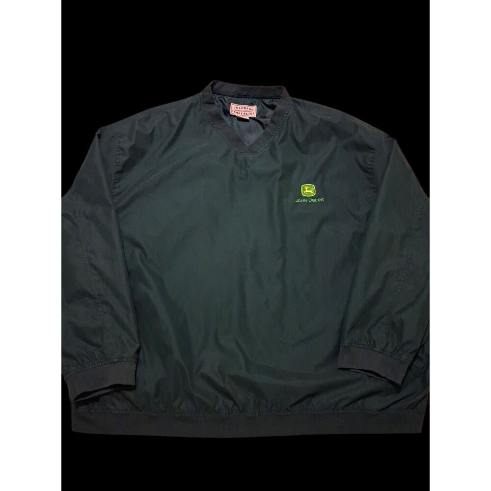 Vintage 90s John Deere Windbreaker Mens 4XL Green V Neck Pullover Timberline